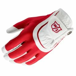 Wilson Staff Fit All Mens Golf Glove - Red/White
